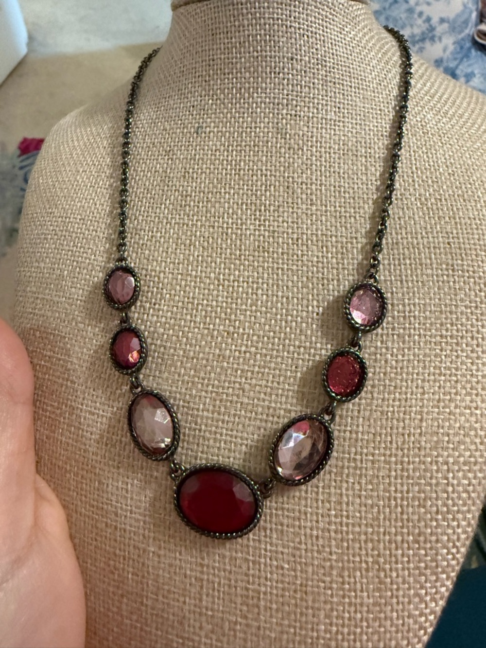 Elegant Pink and Red Stone Necklace - Women Jewelry